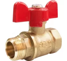 Кран шаровой латунь 11Б27фт1М OPTIMA Ду 20 Ру25 ВР/НР полнопроходной бабочка красная VALFEX VF.218.L0B1.034
