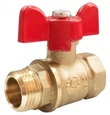 Кран шаровой латунь 11Б27фт1М OPTIMA Ду 20 Ру25 ВР/НР полнопроходной бабочка красная VALFEX VF.218.L0B1.034
