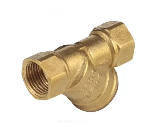 Фильтр сетчатый Y-образный латунь Ду 32 Ру20 1 1/4" ВР 4001 с отверстием под пломбу с пробкой Aquasfera 4001-04