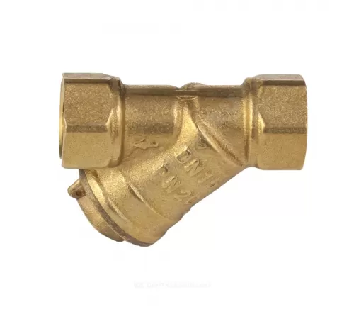 Фильтр сетчатый Y-образный латунь Ду 32 Ру20 1 1/4" ВР 4001 с отверстием под пломбу с пробкой Aquasfera 4001-04