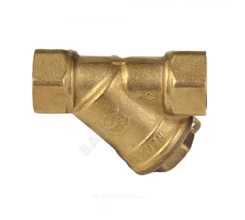 Фильтр сетчатый Y-образный латунь Ду 32 Ру20 1 1/4" ВР 4001 с отверстием под пломбу с пробкой Aquasfera 4001-04