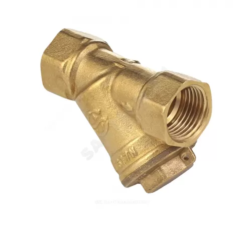 Фильтр сетчатый Y-образный латунь Ду 32 Ру20 1 1/4" ВР 4001 с отверстием под пломбу с пробкой Aquasfera 4001-04