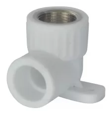 Угольник PP-R комбинированный белый Дн 25х3/4" ВР с креплением VALFEX 10120125