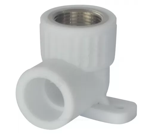 Угольник PP-R комбинированный белый Дн 25х1/2" ВР с креплением VALFEX 10120025