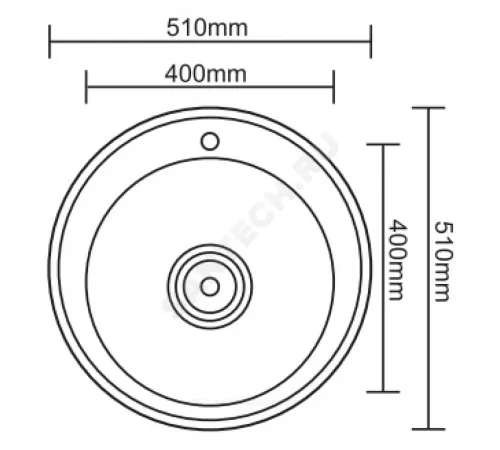 Мойка врезная Глянцевая 510х510х180мм сталь нержавеющая с сифоном выпуск 3 1/2" Ledeme L85151