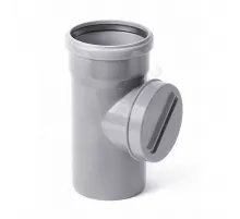 Ревизия НПВХ серая Дн 110 б/нап в комплекте с крышкой Хемкор 2391074