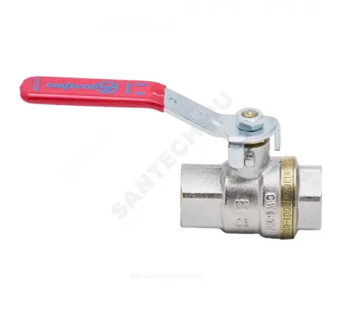 Кран шаровой латунь никель 1001 Euro Ду 20 Ру30 ВР полнопроходной рычаг красный Aquasfera 1001-02 .