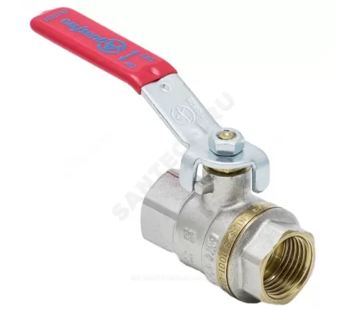 Кран шаровой латунь никель 1001 Euro Ду 20 Ру30 ВР полнопроходной рычаг красный Aquasfera 1001-02 .