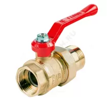 Кран шаровой латунь Стандарт 222 аналог 11б27п1 Ду 32 Ру16 ВР/"американка" полнопроходной рычаг красный ГАЛЛОП 0103174