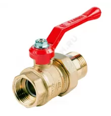 Кран шаровой латунь Стандарт 222 аналог 11б27п1 Ду 32 Ру16 ВР/"американка" полнопроходной рычаг красный ГАЛЛОП 0103174
