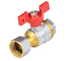 Кран шаровой латунь никель 1022 Euro Ду 20 Ру30 ВР/нак. гайка полнопроходной бабочка красная Aquasfera 1022-02