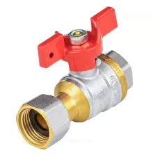 Кран шаровой латунь никель 1022 Euro Ду 15 Ру40 ВР/нак. гайка полнопроходной бабочка красная Aquasfera 1022-01