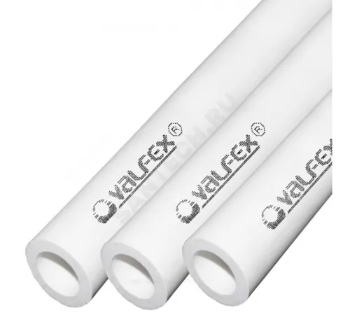 Труба PP-R белая Дн 50х4,6 Ру10 SDR11 Т<20С L=4м VALFEX 10103050 ..