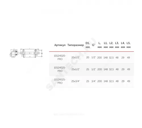 Планка PP-R монтажная белая Дн 20х1/2" ВР под смеситель с водорозетками PRO VALFEX 10124020-PRO