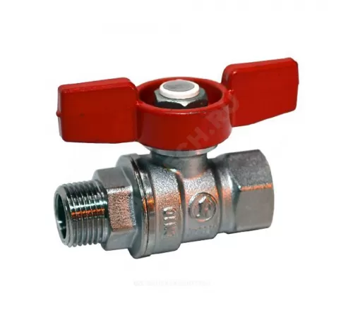 Кран шаровой латунь хром R254D Ду 10 Ру42 ВР/НР бабочка красная Giacomini R254X002