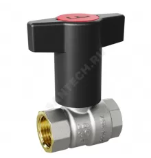 Кран шаровой латунь никель Pride Ду 15 Ру40 ВР с Т-рукояткой красной аналог 11б27п1 LD 47.340.15