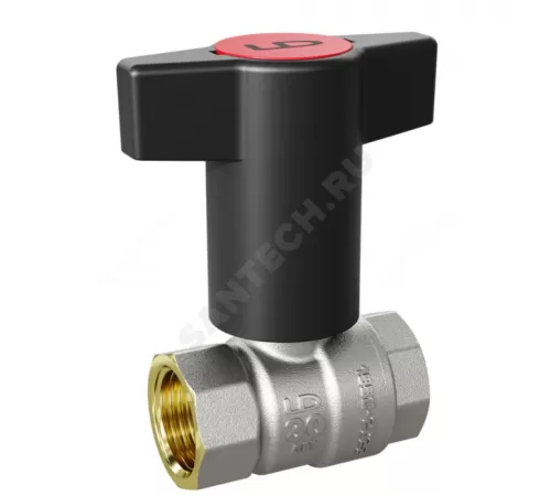 Кран шаровой латунь никель Pride Ду 20 Ру40 ВР с Т-рукояткой красной аналог 11б27п1 LD 47.340.20