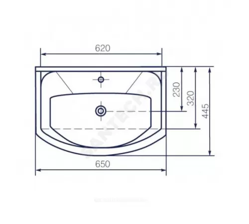 Умывальник мебельный Элеганс 65 1 отверстие под смеситель по центру белый Rosa (Кировская керамика)