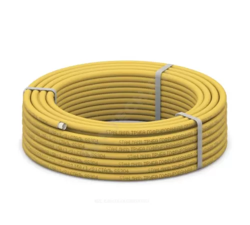 Труба гофрированная сталь нерж в желтой оболочке SS304 20A Ру15 отожженная для газоснабжения бухта 30м STAHLMANN SP3042217498