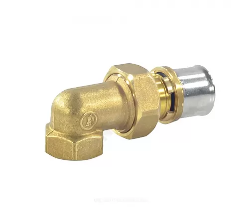 Угольник разъемный для МП/PE-X труб латунь пресс Дн 16х1/2"х90гр ВР RM19 Giacomini RM19Y037