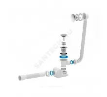 Слив-перелив для ванны Бриг автоматический 1 1/2"x40 с гофрой 40х50 слив клапан "клик-клак" (грибок-сетка), пробка D=68мм АНИ Пласт EC655GS