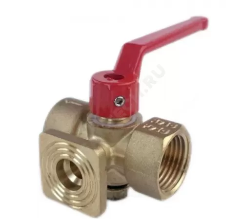 Кран для манометра 3-ходовой латунь 11б18бк(ф)1 Ду 15 Ру16 ВР G1/2" с рукояткой с фланцем SantechSystems