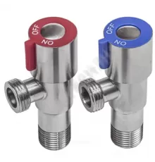 Комплект кранов нерж бытовых угловых G1/2" Ру10 НР флажок без отражателя SantechSystems