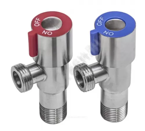 Комплект кранов нерж бытовых угловых G1/2" Ру10 НР флажок без отражателя SantechSystems