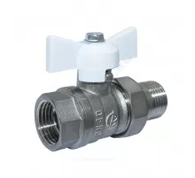 Кран шаровой латунь никель Стандарт 232 аналог 11б27п1 Ду 15 Ру40 ВР/"американка" полнопроходной бабочка белая ГАЛЛОП 113168