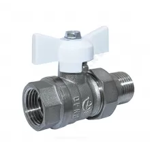 Кран шаровой латунь никель Стандарт 232 аналог 11б27п1 Ду 15 Ру40 ВР/"американка" полнопроходной бабочка белая ГАЛЛОП 113168