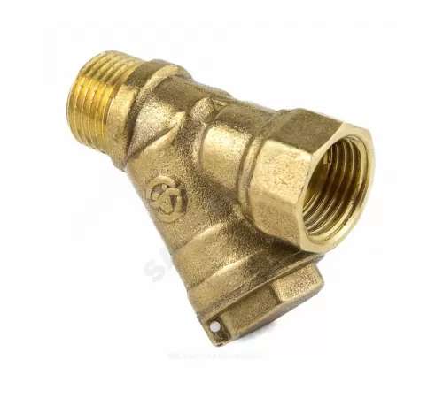 Фильтр сетчатый Y-образный латунь Ду 15 Ру20 1/2" ВР/НР 4002 с отверстием под пломбу с пробкой Aquasfera 4002-01