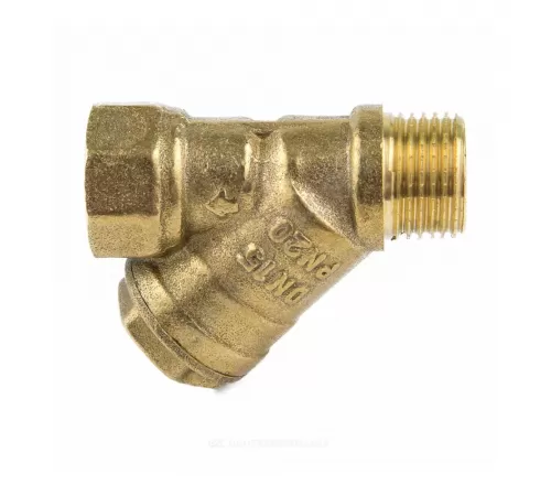 Фильтр сетчатый Y-образный латунь Ду 15 Ру20 1/2" ВР/НР 4002 с отверстием под пломбу с пробкой Aquasfera 4002-01