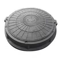 Люк полимер (тяжелый) черный круглый 750х630 h=115мм m=58кг 150кН с двумя крышками ПП-630 ГТС ТехПласт
