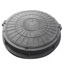 Люк полимер (тяжелый) черный круглый 750х630 h=115мм m=58кг 150кН с двумя крышками ПП-630 ГТС ТехПласт