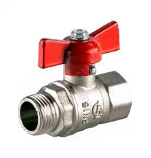 Кран шаровой латунь никель Стандарт 231 аналог 11б27п1 Ду 15 Ру40 ВР/НР полнопроходной бабочка красная ГАЛЛОП 107166