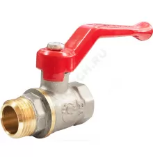 Кран шаровой латунь никель 11Б27фт1М OPTIMA Ду 20 Ру25 ВР/НР полнопроходной рычаг красный VALFEX VF.215.NLR1.034