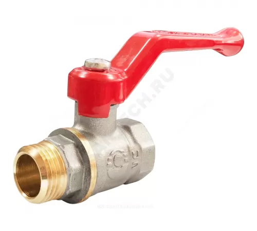 Кран шаровой латунь никель 11Б27фт1М OPTIMA Ду 20 Ру25 ВР/НР полнопроходной рычаг красный VALFEX VF.215.NLR1.034