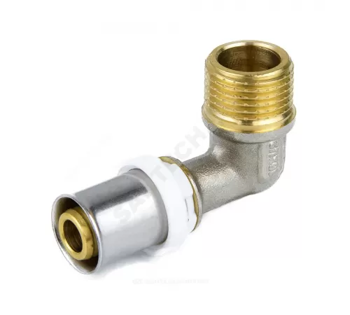 Угольник МП латунь никель пресс Дн 16х3/4"х90гр НР ГОСТ 32415-2013 8006 Aquasfera 8006-02