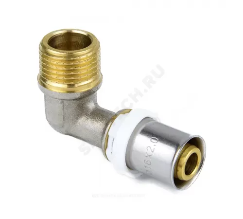 Угольник МП латунь никель пресс Дн 16х3/4"х90гр НР ГОСТ 32415-2013 8006 Aquasfera 8006-02