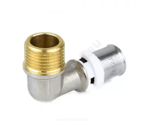 Угольник МП латунь никель пресс Дн 16х3/4"х90гр НР ГОСТ 32415-2013 8006 Aquasfera 8006-02