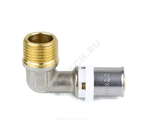 Угольник МП латунь никель пресс Дн 16х3/4"х90гр НР ГОСТ 32415-2013 8006 Aquasfera 8006-02