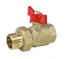 Кран шаровой латунь Крепыш 332 аналог 11б27п1 Ду 15 Ру16 ВР/"американка" полнопроходной бабочка красная ГАЛЛОП 103225