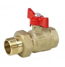 Кран шаровой латунь Крепыш 332 аналог 11б27п1 Ду 15 Ру16 ВР/"американка" полнопроходной бабочка красная ГАЛЛОП 103225