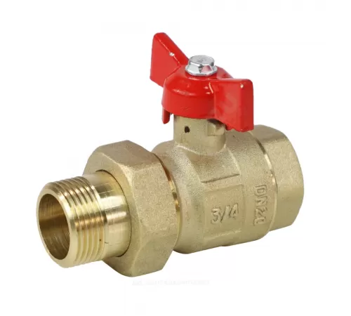 Кран шаровой латунь Крепыш 332 аналог 11б27п1 Ду 20 Ру16 ВР/"американка" полнопроходной бабочка красная ГАЛЛОП 103230