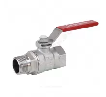 Кран шаровой латунь хром R254DL Ду 32 Ру35 ВР/НР рычаг красный Giacomini R254LX006