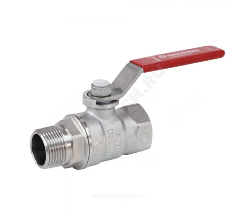 Кран шаровой латунь хром R254DL Ду 32 Ру35 ВР/НР рычаг красный Giacomini R254LX006