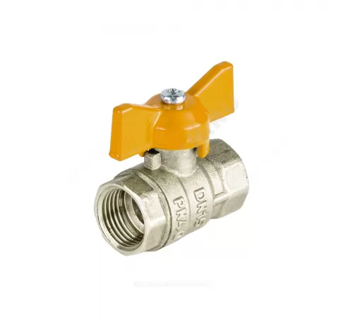 Кран шаровой латунь никель газ Стандарт Ду 15 Ру40 ВР полнопроходной бабочка Dist Н411Б