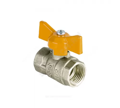 Кран шаровой латунь никель газ Стандарт Ду 15 Ру40 ВР полнопроходной бабочка Dist Н411Б