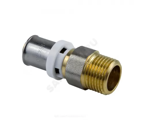 Муфта МП латунь никель пресс Дн 16х1/2" НР ГОСТ 32415-2013 8001 Aquasfera 8001-01