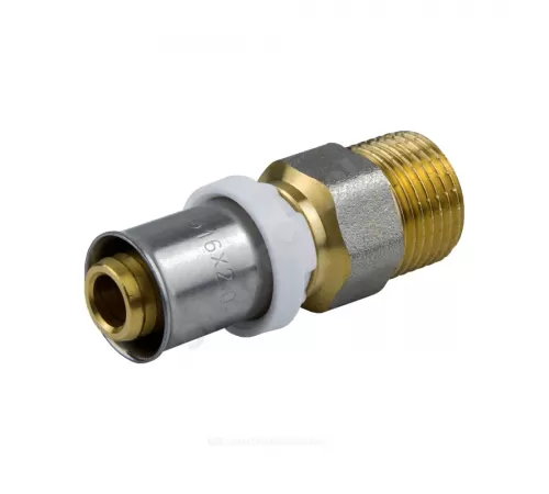 Муфта МП латунь никель пресс Дн 16х1/2" НР ГОСТ 32415-2013 8001 Aquasfera 8001-01